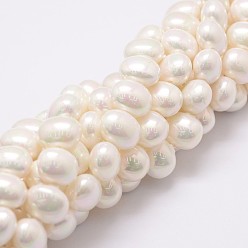 Floral White Shell Pearl Bead Strands, Grade A, Oval, Floral White, 18x16x14~15mm, Hole: 1mm, about 25pcs/strand, 16 inch