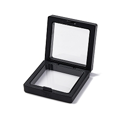 Черный Пластиковые каркасы, с прозрачной мембраной, 3 Держатель дисплея с плавающей рамкой, коробка для монет, ромб, без базы, чёрные, 7x7x2 см