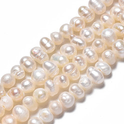 Seashell Color Natural Cultured Freshwater Pearl Beads Strands, Potato, Seashell Color, 3.5~5x4.5~6x4~5mm, Hole: 0.7mm, about 70~76pcs/strand, 13.70 inch~13.98 inch(34.8cm~35.5cm)