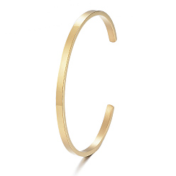 Real 18K Gold Plated 304 Stainless Steel Cuff Bangles, Minimalist Simple Open Bangles, Real 18K Gold Plated, Inner Diameter: 2-1/2x2 inch(6.1~6.5x5.1cm)
