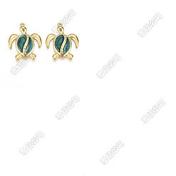 Настоящее золото 18K 2 шт. 304 подвески из нержавеющей стали, с эмалью, прелести черепахи, ионное покрытие (ip), реальный 18 k позолоченный, 30x24x4 мм, отверстие : 1.5 мм