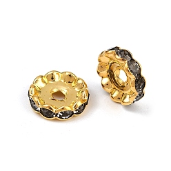 Танзания Латунные бусины разделители для поставки стразов, класс А, волнистый край, золото , рондель, танзанитом, 12x4 мм, отверстие : 2.5 мм