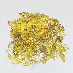 Golden Alloy Pendant, Mixed Style Wing, Golden, 10~60mm, 100g/bag