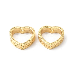 Real 18K Gold Plated Brass Bead Frames, Heart, Real 18K Gold Plated, 9x9.5x2.5mm, Hole: 1mm, Inner Diameter: 7.5x7.5mm