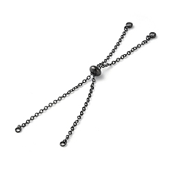 Черный Покрытие стойки латунным кабелем звено цепи изготовление браслета, с кубического циркония, долговечный, изготовление браслетов-слайдеров, подходит для разъема-шарма, чёрные, 200x2 мм, отверстие : 2 мм