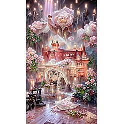 Flower DIY Scenery Theme Diamond Painting Kits, Including Canvas, Resin Rhinestones, Diamond Sticky Pen, Tray Plate and Glue Clay, Rose Pattern, 700x400mm