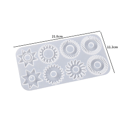 White Pendant Silicone Molds, Resin Casting Molds, For UV Resin, Epoxy Resin Craft Making, Gear, White, 218x113x5mm