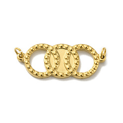 Golden Vacuum Plating 304 Stainless Steel Connector Charms, Triple Ring Links, with Jump Rings, Golden, 12x30x2.5mm, Hole: 2.8mm