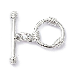 Platinum Rack Plating Brass Toggle Clasps, Long-Lasting Plated, Ring, Cadmium Free & Lead Free, Platinum, Ring: 15x12.5x3mm, Hole: 1.4mm, Bar: 20x5x3mm