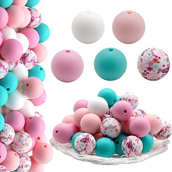 Turquoise Food Grade Silicone Focal Beads, Silicone Teething Beads, Turquoise, 15mm, 50pcs/set
