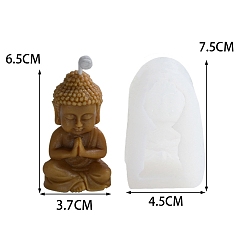 White DIY Silicone Candle Molds, Resin Casting Molds, For UV Resin, Epoxy Resin Jewelry Making, Buddha Statue, White, 7.5x4.5cm