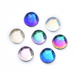 Mixed Color Transparent Glass Cabochons, Flat Back, Half Round/Dome, Mixed Color, 10x5.8~6mm