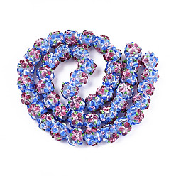 Королевский синий Бусы лэмпворк ручной работы, неровный, круглая с цветком, королевский синий, 11.5~13x11~12 мм, отверстие : 1.6~1.8 мм, около 45 шт / нитка, 17.68~19.65'' (44.9~49.9 см)