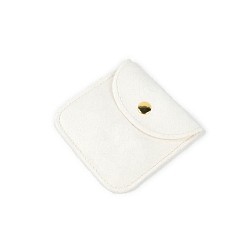 Floral White Square Velvet Jewelry Pouches, Jewelry Gift Bags with Snap Button, for Ring Necklace Earring Bracelet, Floral White, 8x8cm