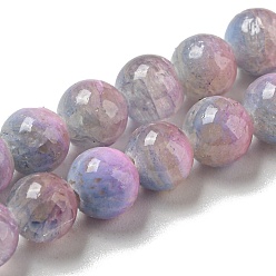 Plum Dyed Natural Jade Beads Strands, Round, Plum, 6~6.5mm, Hole: 1mm, about 66pcs/strand, 15.75 inch(40cm)
