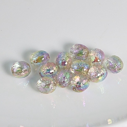 Colorful UV Plating Rainbow Iridescent Acrylic Beads, Hammered, Oval, Colorful, 11x10mm