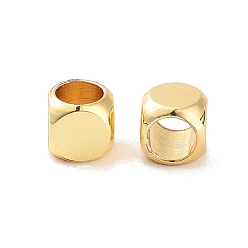 Real 18K Gold Plated Brass Beads, Long-Lasting Plated, Cube, Real 18K Gold Plated, 4x4x4mm, Hole: 2.5mm