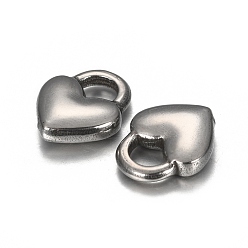 Stainless Steel Color 304 Stainless Steel Charms, Heart Lock, Stainless Steel Color, 11x9x3mm, Hole: 3x4mm