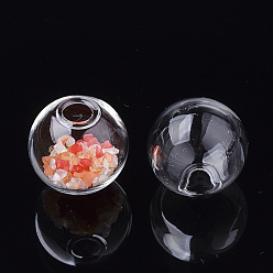 Clear Round Handmade Blown Glass Globe Ball Bottles, for Glass Vial Pendants Making, Clear, 17~18x16~17mm, Hole: 5~6mm