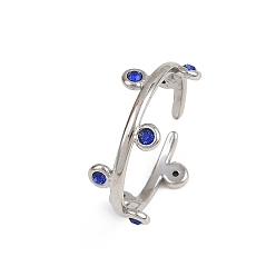 Сапфир 304 открытые манжеты из нержавеющей стали Rhinetson для женщин, цвет нержавеющей стали, круглые, сапфир, 1.5~7.5 мм, внутренний диаметр: регулируемый