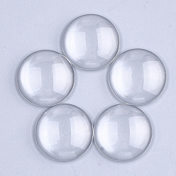 Clear Transparent Glass Cabochons, Dome/Half Round, Clear, 25x6~7mm
