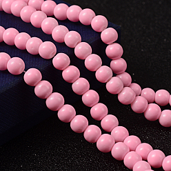 Pearl Pink Painted Glass Bead Strands, Baking Paint, Round, Pearl Pink, 4mm, Hole: 1.1~1.3mm, about 200pcs/strand, 31.4 inch