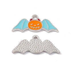 Голубой Подвески из эмали и сплава, очарование летучей мыши, платина, голубой, 11x26x1.5 мм, отверстие : 1.8 мм