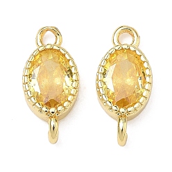 Золотистый Латунные подвески-шармы с овальными фианитами, инкрустированные кубическим цирконием., золотые, стойки покрытие, без кадмия и без свинца, долговечный, золотые, 13.5x6x3 мм, отверстие : 1.5 мм