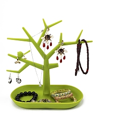 Yellow Green ABS Plastic Earring Display Stands, Tree of Life, Yellow Green, 23.5x12.5x29cm