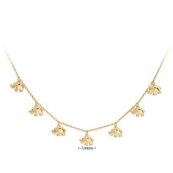 925 silver plated with gold 925 Sterling Silver Elephant Collarbone Chain - Creative Animal Design Necklace