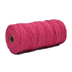 Deep Pink Cotton String Threads, Macrame Cord, Decorative String Threads, for DIY Crafts, Gift Wrapping and Jewelry Making, Deep Pink, 3mm, about 109.36 Yards(100m)/Roll