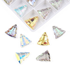 Mixed Color 120Pcs Electroplated Transparent Glass Charms, Edge Plated, Christmas Tree, Mixed Color, 15x13.5x5mm, Hole: 1.2mm