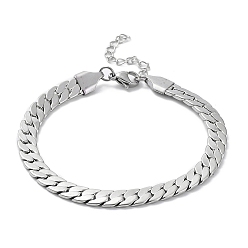 Нержавеющая Сталь Цвет Не тускнеет 304 браслет из нержавеющей стали с панцирной цепью, цвет нержавеющей стали, 7-1/8 дюйм (18.2 см)