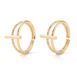 Real 18K Gold Plated Brass Cuff Rings, Open Rings, Long-Lasting Plated, Bar, Real 18K Gold Plated, Inner Diameter: 17mm