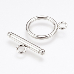 Stainless Steel Color 304 Stainless Steel Toggle Clasps, Stainless Steel Color, Ring: 20x16x2mm, Hole: 3mm, bar: 22x8x3mm, Hole: 3mm.