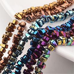 Mixed Color Electroplate Non-magnetic Synthetic Hematite Bead Strands, teardrop, Mixed Color, 6x4x3mm, Hole: 1mm, about 135pcs/strand, 15.7 inch