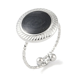 Нержавеющая Сталь Цвет 304 эмалированные плоские круглые открытые манжеты из нержавеющей стали для женщин, цвет нержавеющей стали, внутренний диаметр: регулируемый