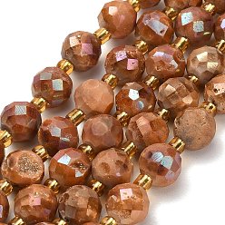 Шоколадный Гальванические природные друзы геод, граненые, круглые, с бисером, цвет шоколада, 10 мм, отверстие : 1.5 мм, около 15 шт / нитка, 7.64'' (19.4 см)
