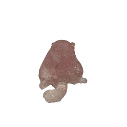 Rose Quartz Resin Cat Figurines, with Natural Rose Quartz Chips inside Statues for Home Office Decorations, 25x30x30mm