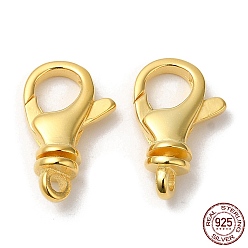 Golden 925 Sterling Silver Lobster Claw Clasps, with 925 Stamp, Golden, 16x10x5mm, Hole: 1.8mm