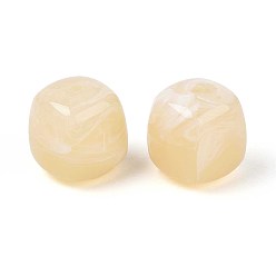 Желтая Старая Ткань  Непрозрачные акриловые бусины, квадратный, старое кружево, 17x16x16 мм, отверстие : 2.7 мм