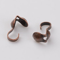 Red Copper Iron Bead Tips Knot Covers, Nickel Free, Red Copper Color, Size: about 9mm long, 3mm wide, 3mm inner diameter, hole: about 1.5mm
