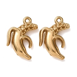 Банан 304 прелести нержавеющей стали, фруктовое очарование, ионное покрытие (ip), золотые, банан, 16x11.5x3.5 мм, отверстие : 1 мм