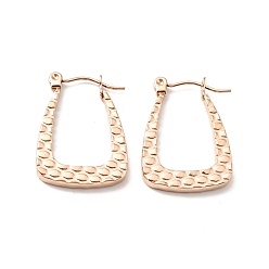 Rose Gold Ion Plating(IP) 304 Stainless Steel Trapezoid Hoop Earrings for Women, Rose Gold, 23x17x3mm, Pin: 0.8mm