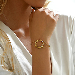 Золотой Элегантные браслеты из нержавеющей стали с кубическим цирконием, дизайн женских модных браслетов, золотые, 6-1/2 дюйм (16.5 см)