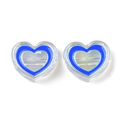 Синий Uv акриловые покрытия бусины, радужный, с эмалью, сердце, синие, 19.5x22.5x8 мм, отверстие : 2.8 мм