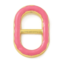 Бледно-фиолетовый Красный Стойка покрытие латунь эмаль овальное соединительное кольцо, реальный 18 k позолоченный, долговечный, без кадмия и без свинца, бледно-фиолетовый красный, 14.5x22x3 мм, внутренний диаметр: 8.5x7 мм