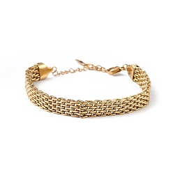 Golden Ion Plating(IP) 304 Stainless Steel Mesh Chain Bracelet, Watch Band Bracelet for Men Women, Golden, 6-3/4 inch(17cm)