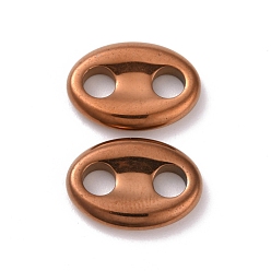 Copper Plated Vacuum Plating Non-magnetic Synthetic Hematite Connector Charms, Oval, Copper Plated, 13x18x3.5mm, Hole: 4.5mm