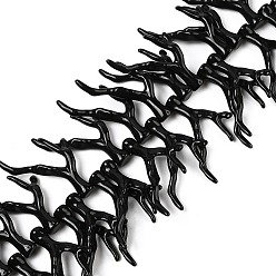 Черный Нити бусин из непрозрачного акрила, имитирующие кораллы, самородки, чёрные, 46~48x34~35x7~8 мм, отверстие : 1.4 мм, около 50 шт / нитка, 18.50'' (47 см)